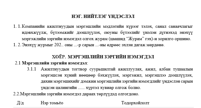 Мэргэжлийн зэргийн нэмэгдэл олгох тухай журам